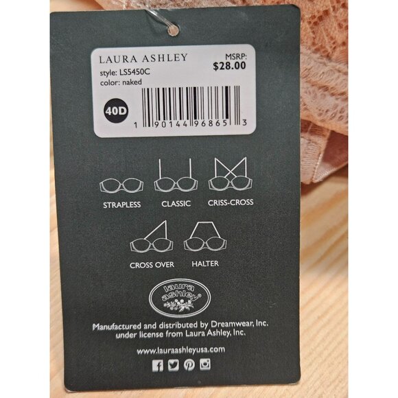 Laura Ashley Multi-Way Convertible Lace Bra 40D Pink NWT - Picture 3 of 6